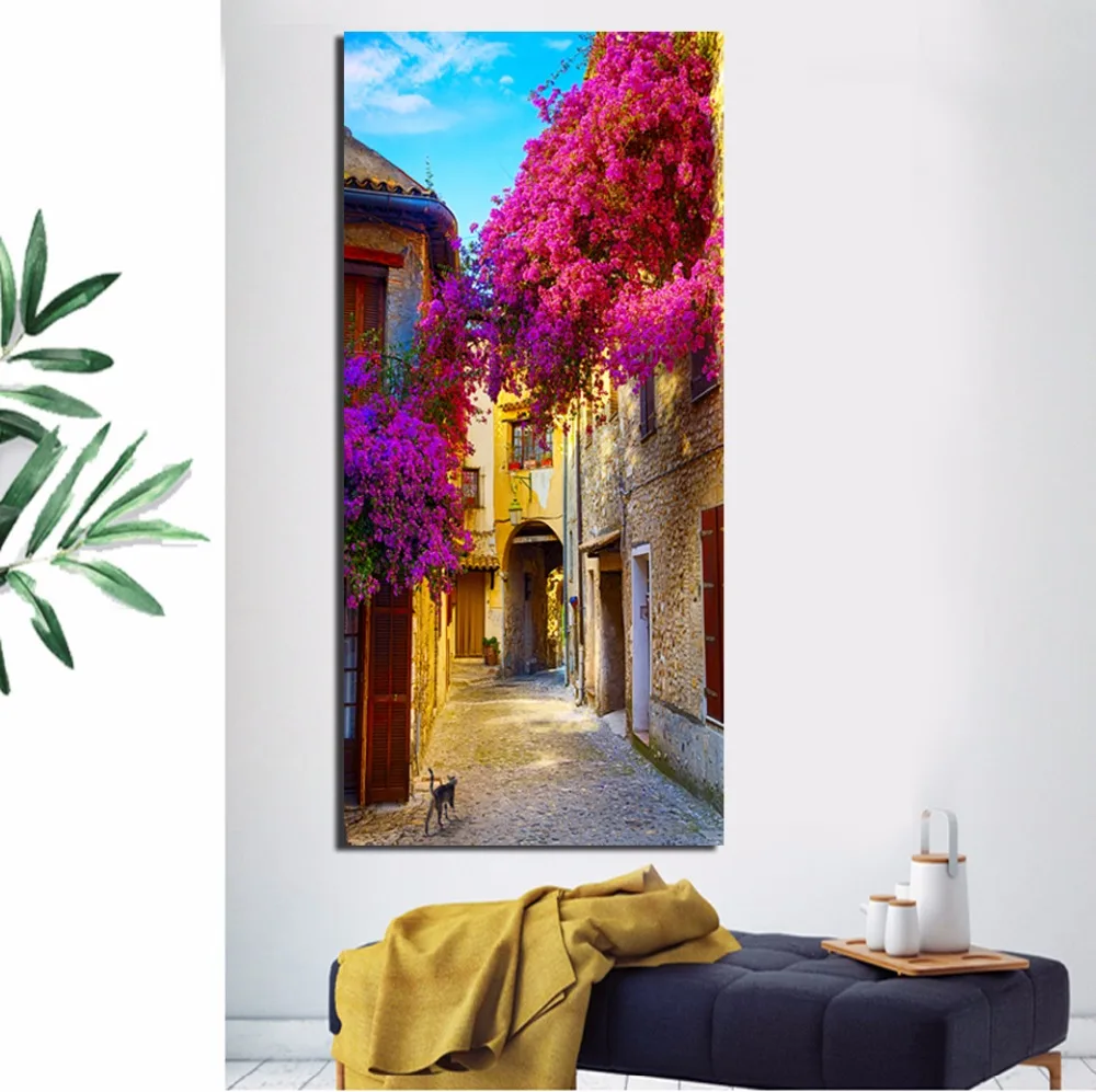 

HD Prints Posters Frameless Retro Pictures Living Room Decor 1 Piece European City Streetscape Canvas Paintings Wall Art FA374