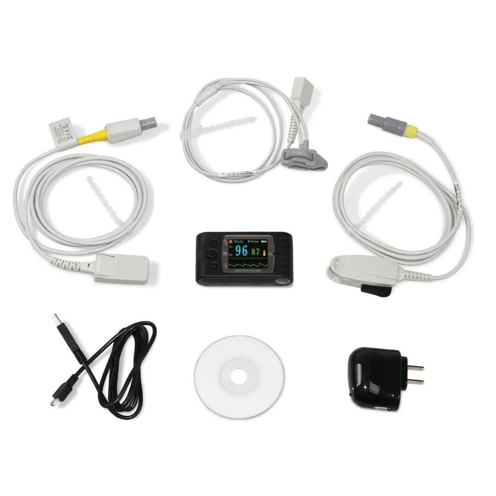 CMS60C Finger Blood Oxygen SPO2 Monitor TFT LCD+SW OLED Pulse Oximeter chargeable battery,adult spo2 sensor CONTEC