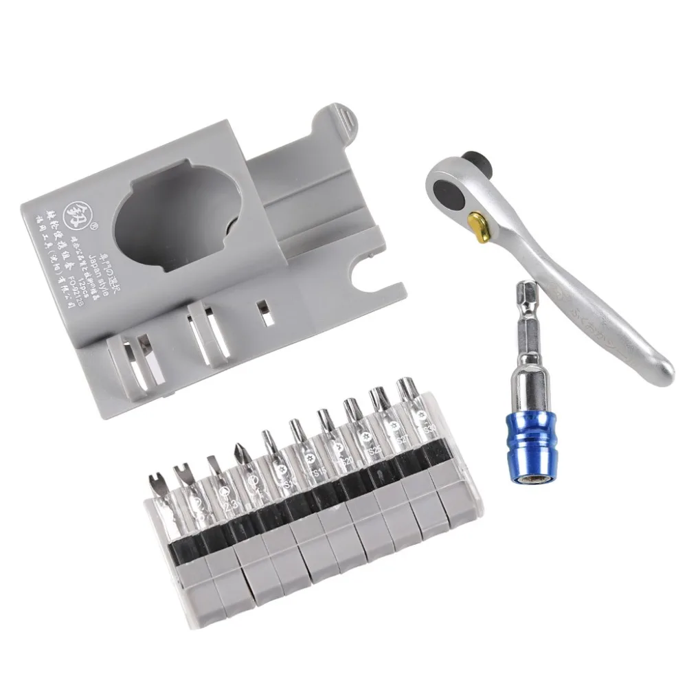 

12 In 1 Ratchet Screwdriver Set Two-way Ratchet Handle with 10Pcs Screwdriver Bit Set Torx Extension Rod Multi Tool