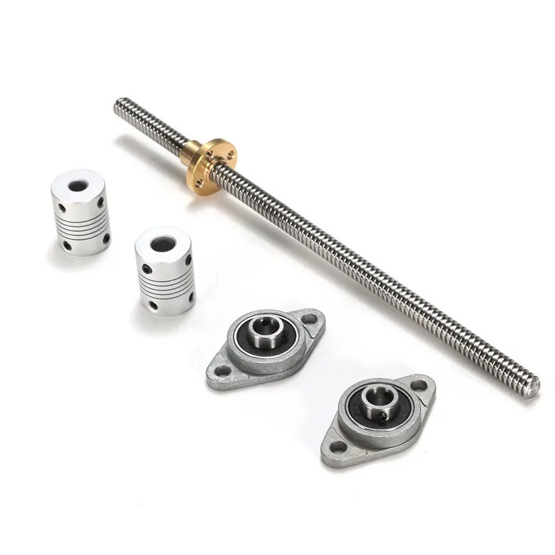 

MTGATHER T8 Lead screw 200 mm 8mm stainless steel + Screw Nut + Mounted Ball Bearing Bracket + Shaft Coupling