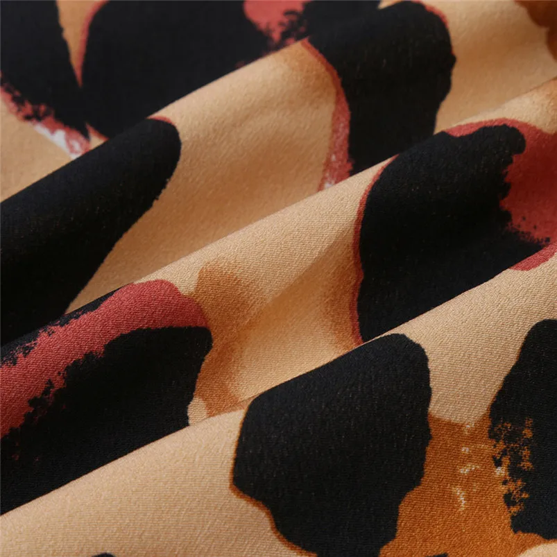 Sexy Fashion Women Long Sleeve Leopard Print Blouse V-Neck Chiffon Shirt Bandage Crop Tops Shirt For Ladies 40JA30 (8)