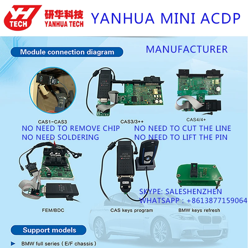 

Yanhua Mini ACDP CAS/FEM BDC/ISN modue 1/2/3/4 for BMW CAS1/2/3/3+/4/4+ FEM BDC Key Program/mileage reset DME ISN no solder