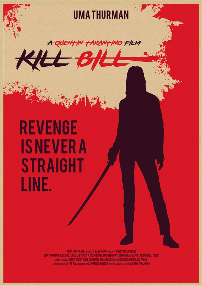 Kill Bill Vol.1 классический Квентин фильм крафт-бумага постер для бара/Кафе Ретро плакат декоративной живописи - Цвет: Синий