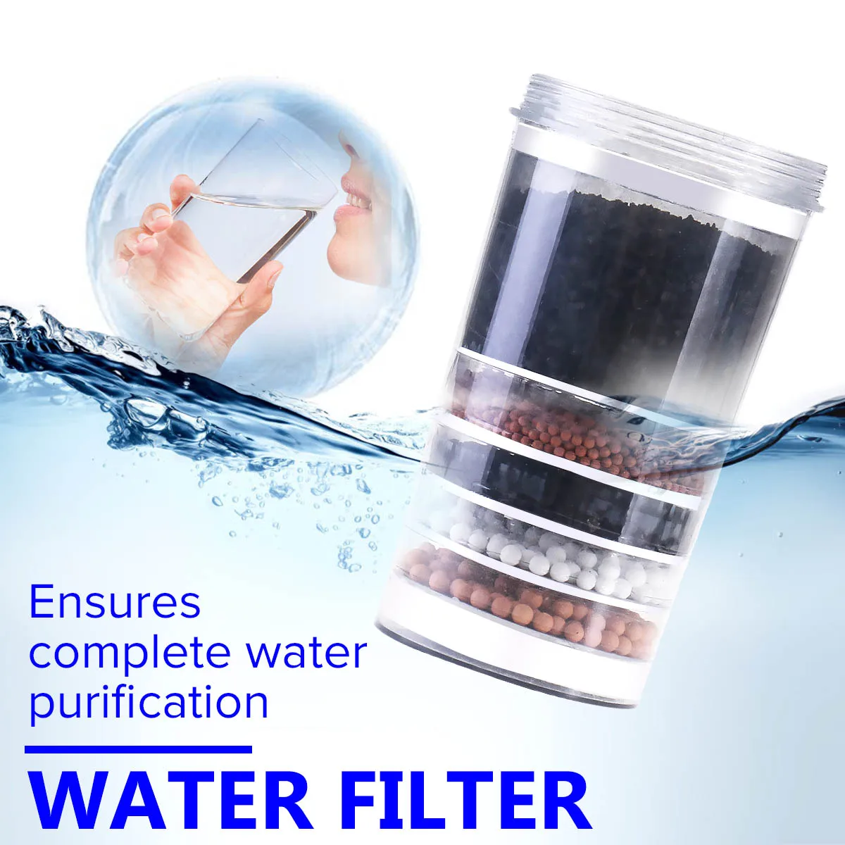 

5 Stage Water Filter Purifier Top Ceramic Carbon Mineral Replacement Cartridge Water Purification
