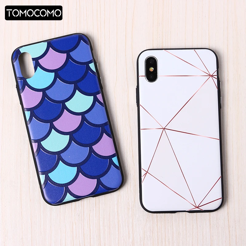 

TOMOCOMO Fashion 3D Relief Cute Pink Fish Scale Case For iPhone 5 6 6Plus 7 7Plus 8 8Plus X XS Max Case Coque Capas Fundas