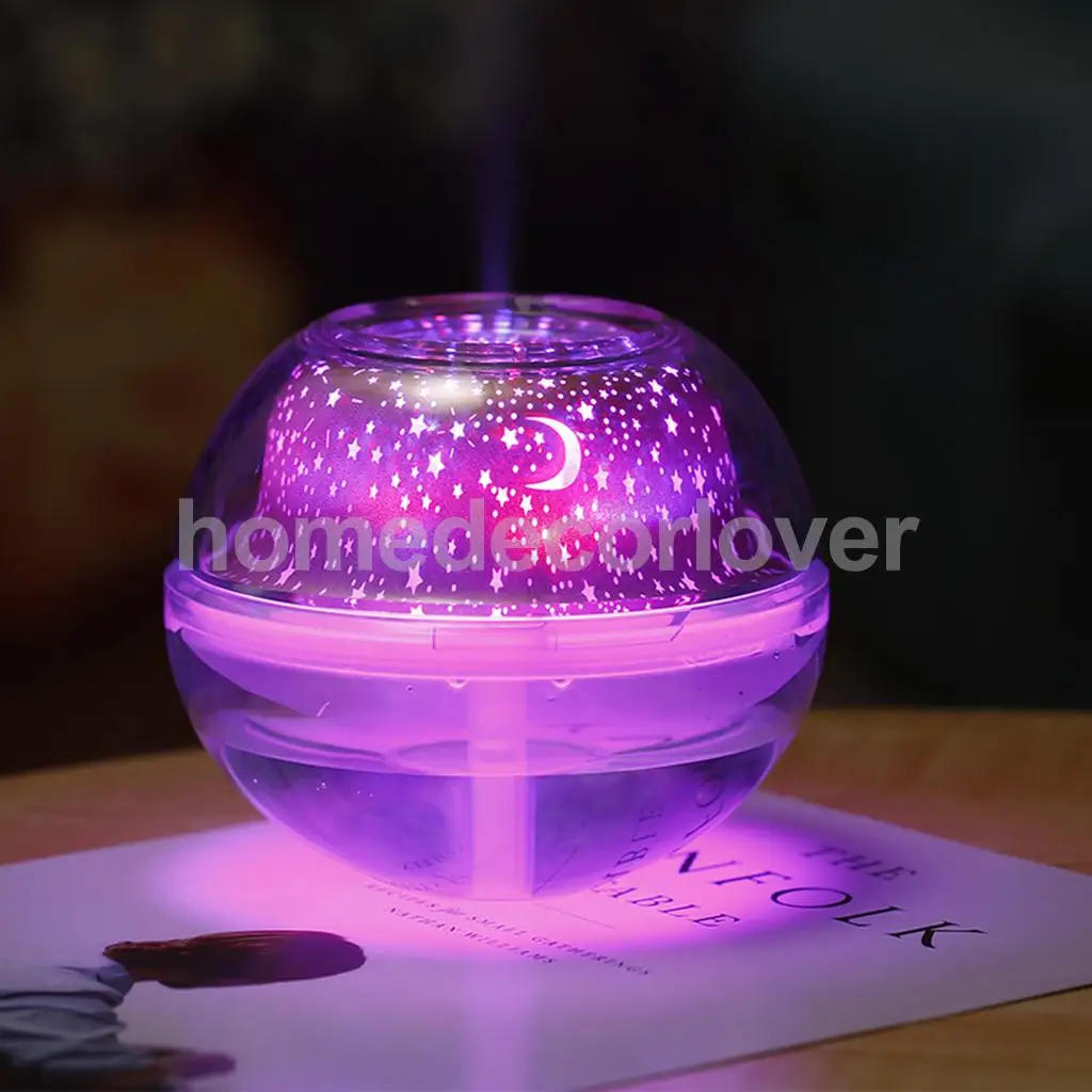 Star Moon Projection Lamp Silent Humidifier with LED Night Light for Kids Bedroom