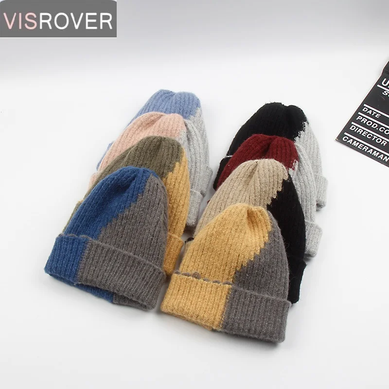Женская акриловая Шапка бини VISROVER зимняя шапка унисекс 7 цветов 2019|Мужская Skullies &