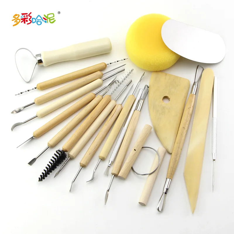 

19Pcs/Set Clay Tools Wood+Stell Baking Fimo Polymer DIY Art Manual Handmade Oven Bake Color Purple Plasticine Artist Educational