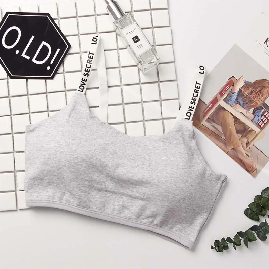 

Women Casual Comfort Letter Breathable Seamless None Bra Short Underwear Print Summer Tude Top