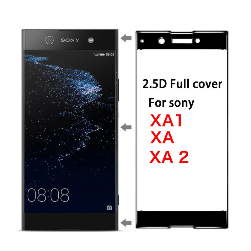 2.5D для Sony Xperia XA1 стеклянная пленка XA XA2 полное покрытие краев защита экрана
