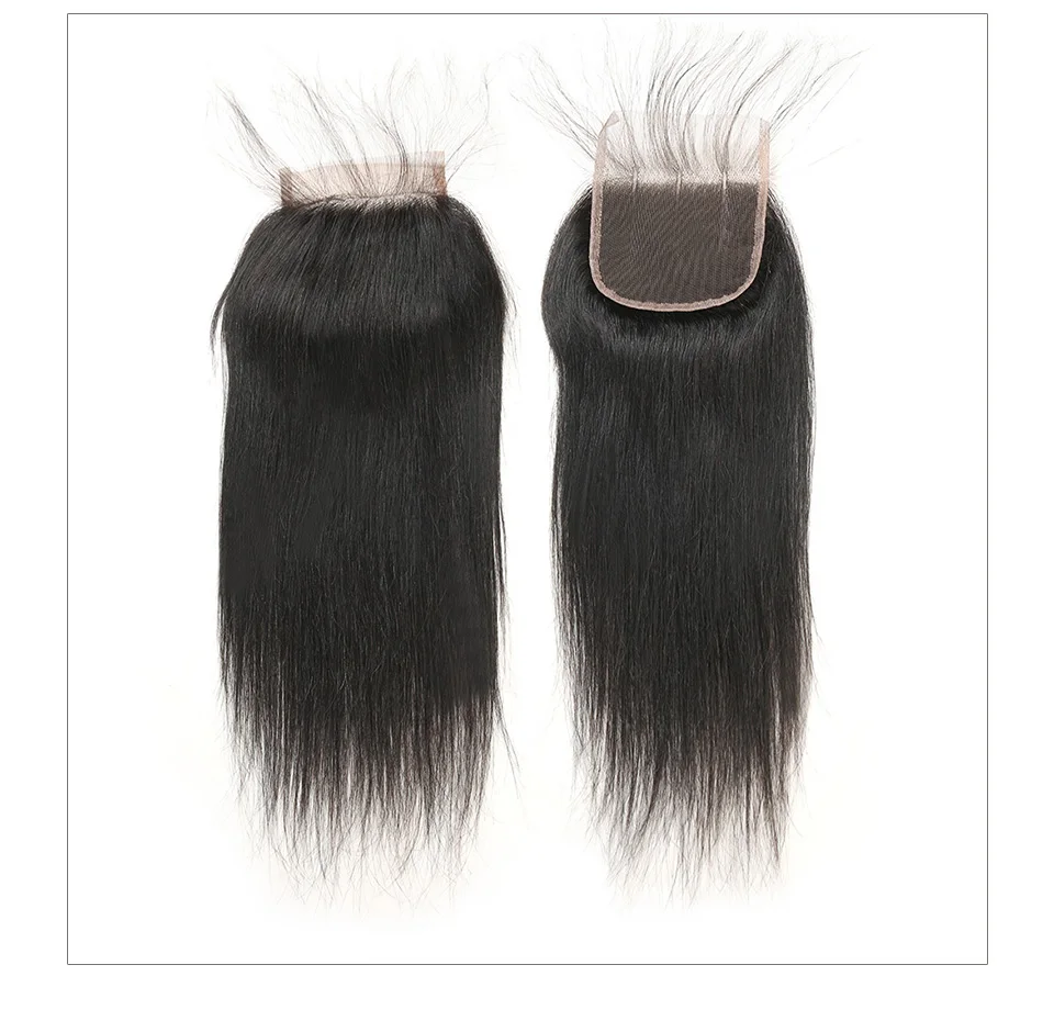 Hair Villa Brazilian Straight Virgin Hair Bundles With Closure Salon 100% Unprocessed Human Hair Weave Four Bundles With Closure (5)