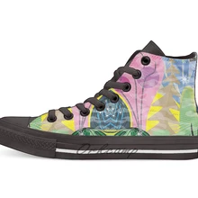 Дышащая повседневная холщовая обувь кеды с высоким берцем на шнуровке