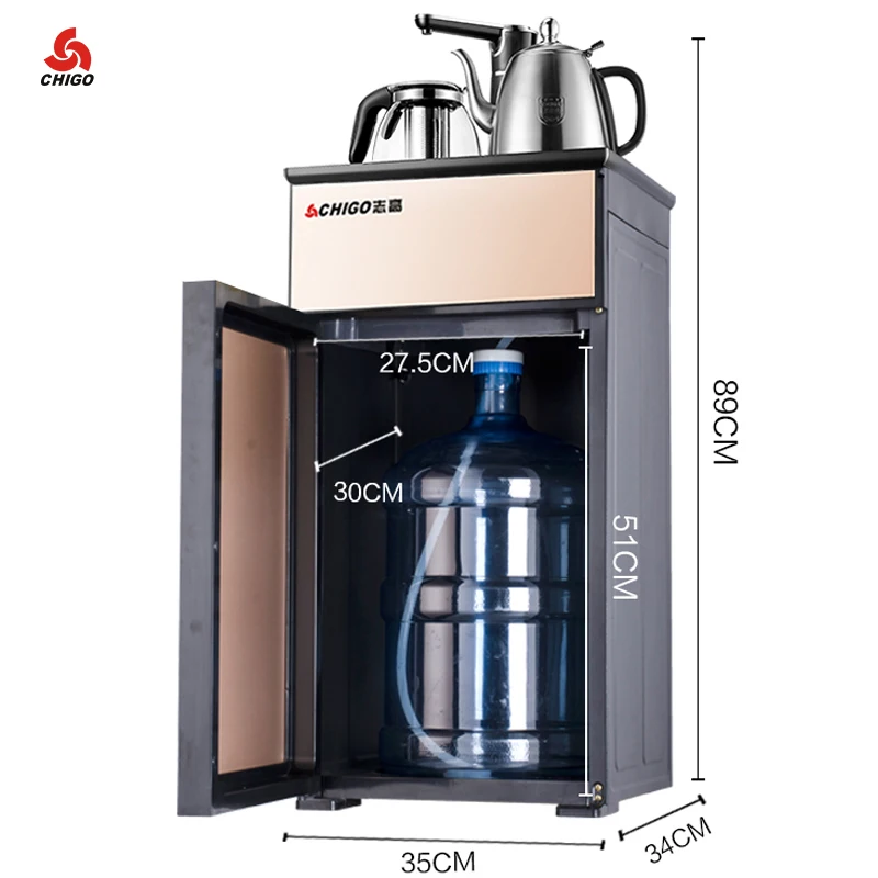 

automatic Ice Hot/Warm Hot water machine Vertical water coolers dispensers Office/home with 2 kettles 2 doors