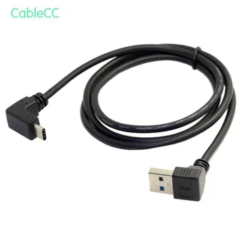 

USB 3.1 USB-C Reversible Angled to 90 Degree Up Angled A Male Data Cable for Macbook & Tablet & Phone