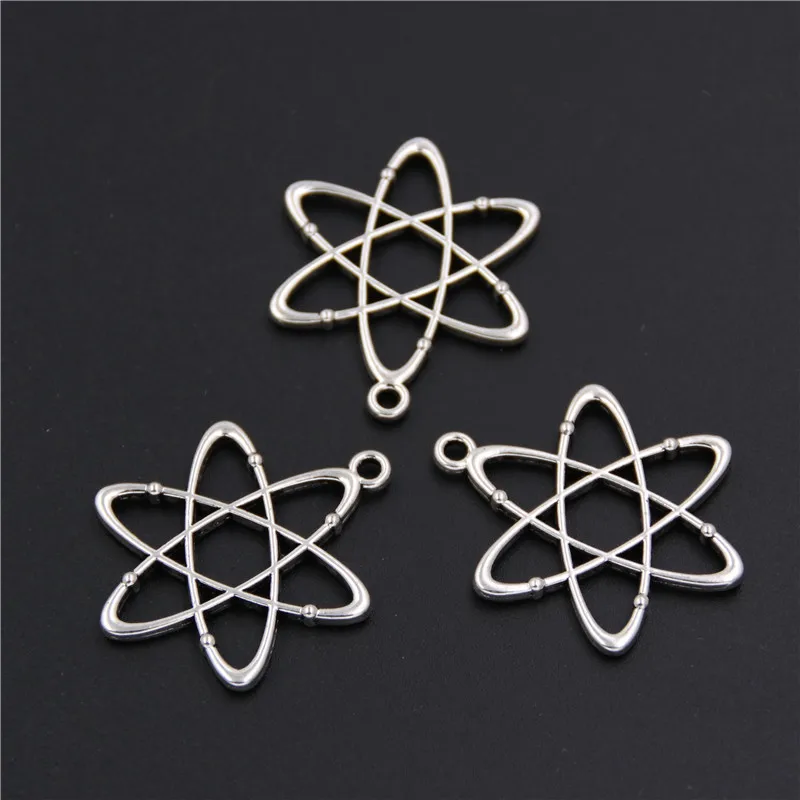 

15pcs Antique Silver Zinc Alloy Geometry Charms atom chemistry Pendants for Jewelry Making DIY Handmade Craft A1590