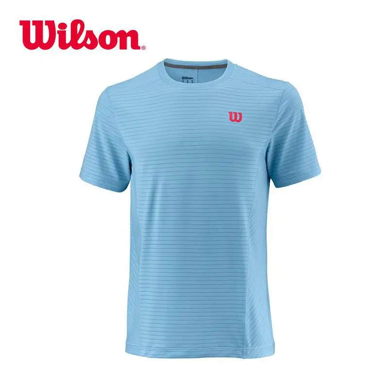 

Wilson Men Hygroscopic And Sweating Tennis Clothes Sports Quick drying shirt Uwii Linear Tennis Shirt Men WRA765005