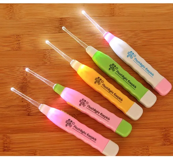

15pcs/lot Baby Safe Multifunction Plastic LED flashlight Earpick Dug Ear Spoon Ear Syringe