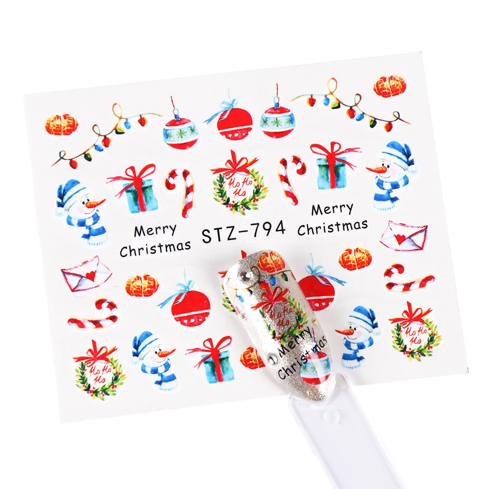 1 шт Переводные картинки для ногтей, наклейки на год, Рождество, декор со снежинками и оленями, переводные наклейки с водой, советы, украшения для ногтей, TRSTZ779-794