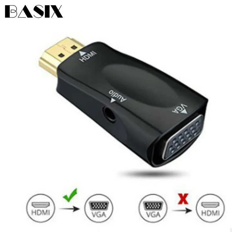 Basix HDMI в VGA Кабель-адаптер конвертер с аудио кабель мужчин и женщин для ПК ноутбук планшет поддержка 1080P HDTV адаптер