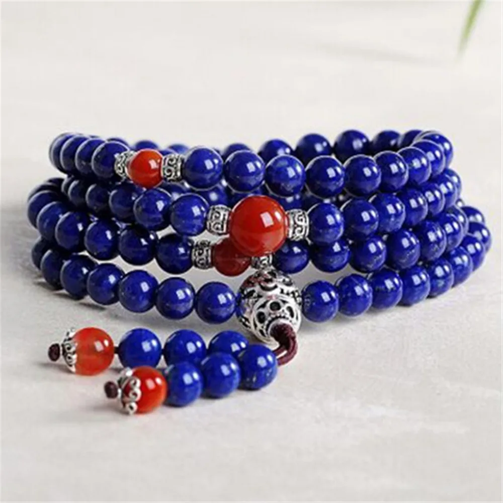 

Natural Lapis Lazuli Multi Circle Beads Bracelet Wholesale Genuine AAA Lapis Lazuli 108 Mala Prayer Hand Strings Yoga Jewelry