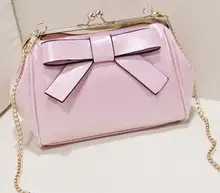 2015 Vintage Small Cute Girl’s Messenger Bags One Shoulder Bag Elegant Women’s Bow Clip Chain Bags