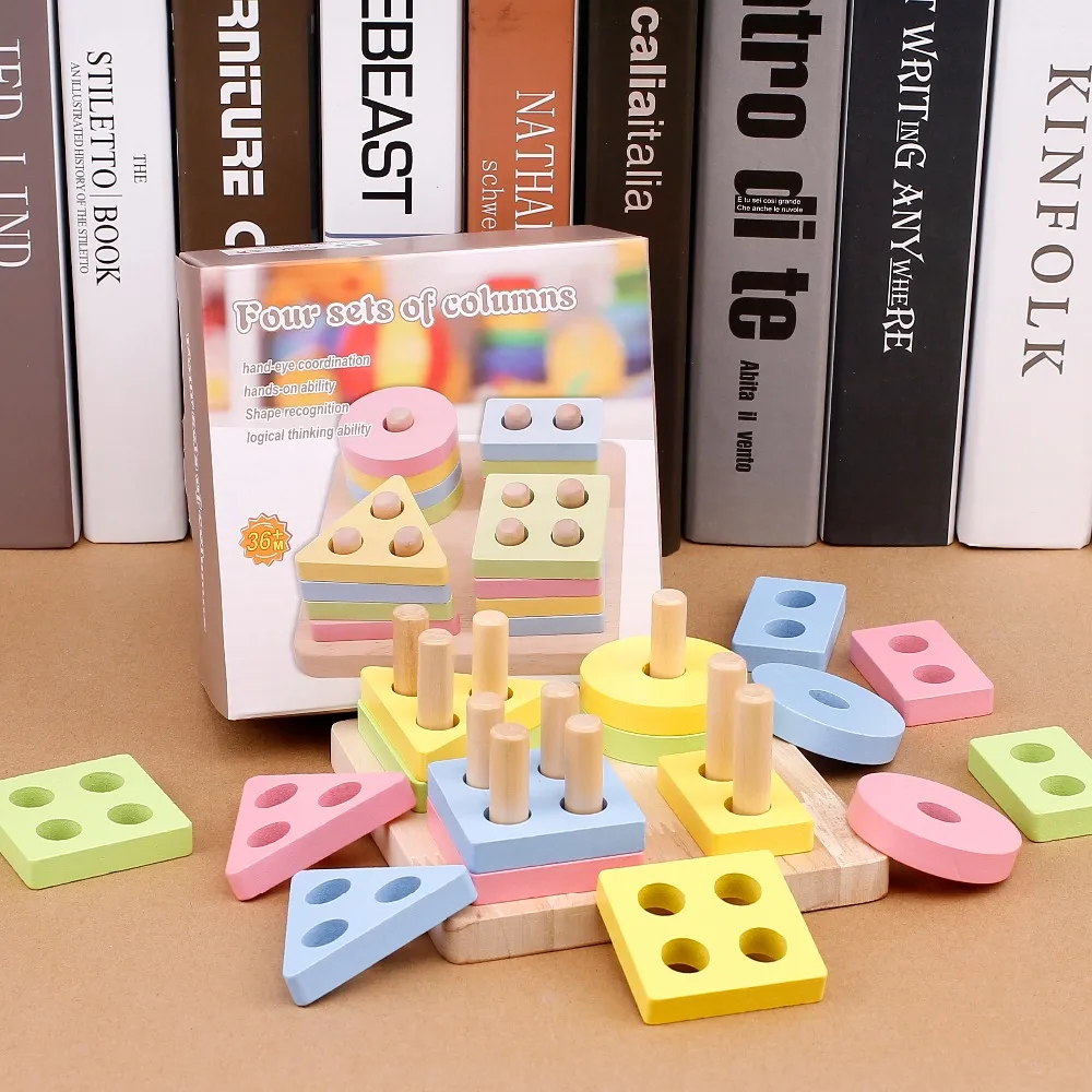 

2019New Wooden Baby Development Toys Montessori Match Toy Geometric Sorting Board Wooden Blocks Kids Educational Toys