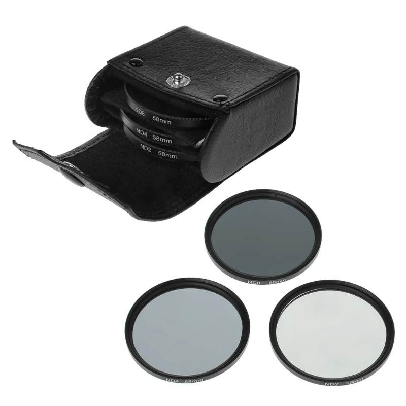 58mm Neutral Density Filter Lens Set ND2 ND4 ND8 With Bag For Canon