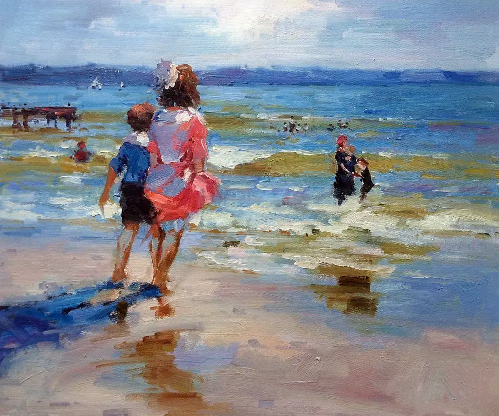 Impressionniste Art Mer Paysage Peinture Au bord de la Mer Edward Potthast Peinture À L'huile Impressionniste Art Mer Paysage Peinture Au bord de la Mer Edward Potthast Peinture À L'huile