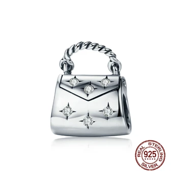 

MOWIMO 100% 925 Sterling Silver Elegant Handbag Bead Charms Fit Original Silver Bracelet Bangle Pendant Jewelry Making BKC607
