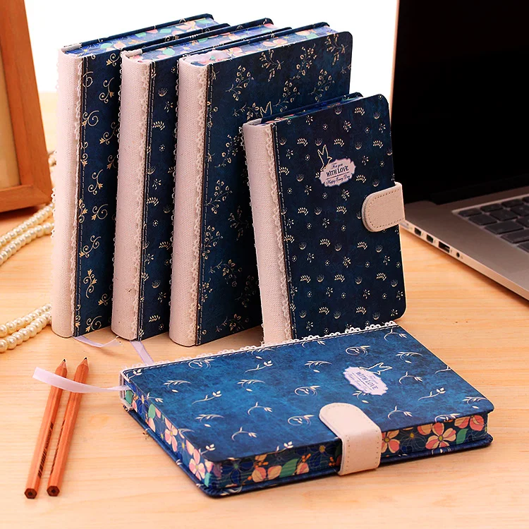 Creative vintage notebook Hard Cover Lined Diary Cute Planner Journal School Study Notebook flower Memo Agenda Notepad Gift
