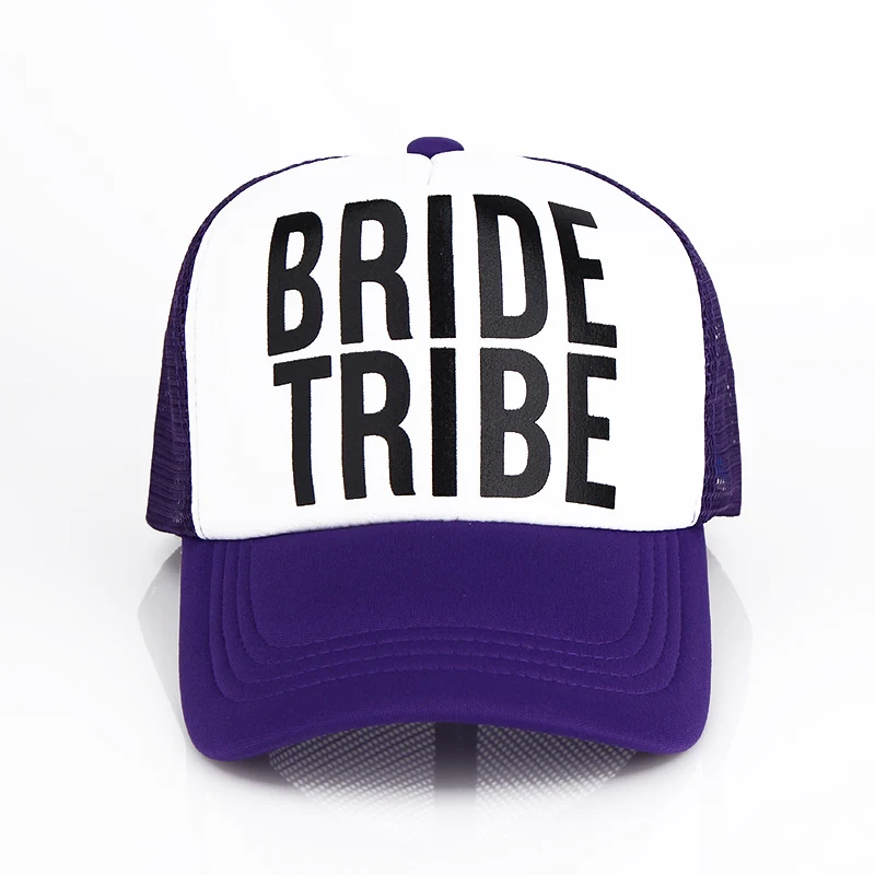 VORON невесты/надпись «Bride Tribe» девичник Шапки Для женщин свадебные Preparewear шляпы водителя грузовика белый неоновый летнее Сетчатое платье; - Цвет: Фиолетовый