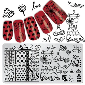 WUF 1 Pc Cloakroom Theme Design 12*6cm Rectangle Template Nail Art Stamp Image Plate #YZW-N05