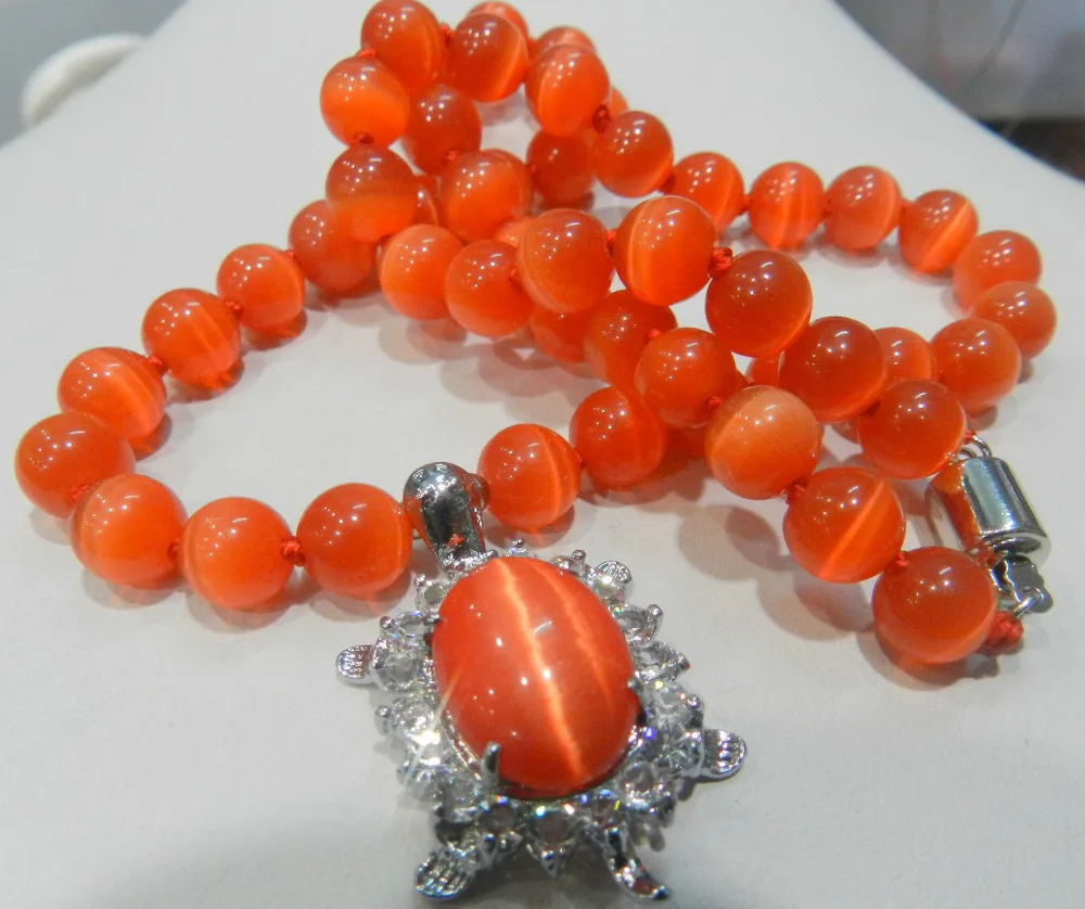 

FREE SHIPPING>>>@@ Hot sale S>>New 8mm Red Sri Lanka Moonstone Tortoise Pendant Necklace 18'' AAA