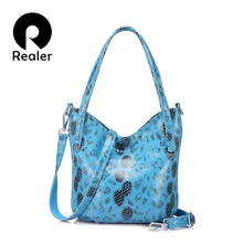 REALER Брендовая женская сумка натуральная кожа через плечо сумки, женские сумочки классический животных печать высокого качества через плечо курьерские Сумки