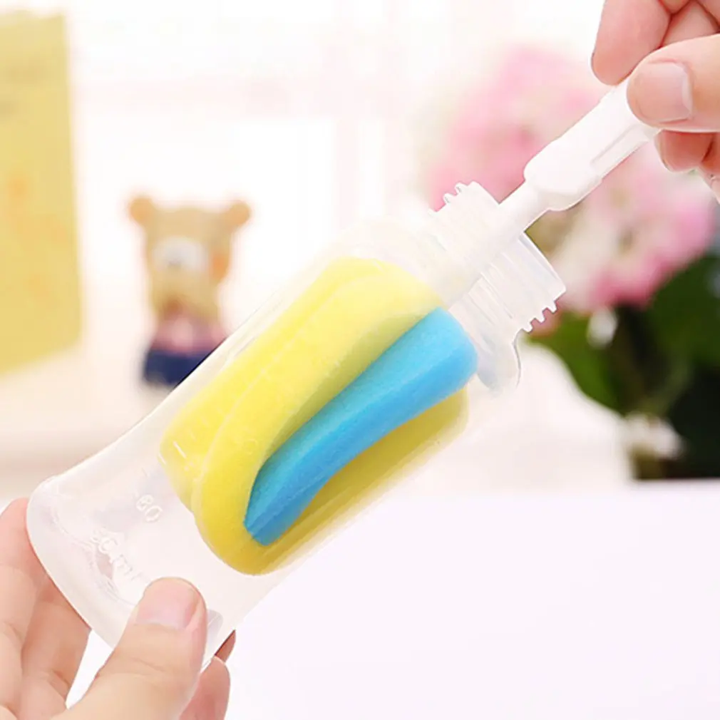 4pcs Baby Bottle Brushes Set Sponge Plastic Glass Milk Water Cup Cleaner Nipple Pacifier Milk Feeder Cleaning Brushes sets