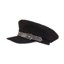 Для женщин ретро капор с пайетками элегантные х/б козырек военные восьмиугольная британская Шляпка женская на лето и весну Винтаж Повседневное Черный насыщенный