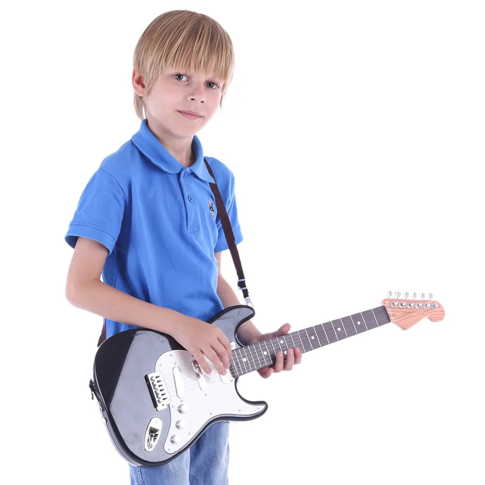 

Children Musical Instruments Guitar Support Children Early Educational Guitar Toy Music Fitness Kid Learning Kit Red/ Dark Brown