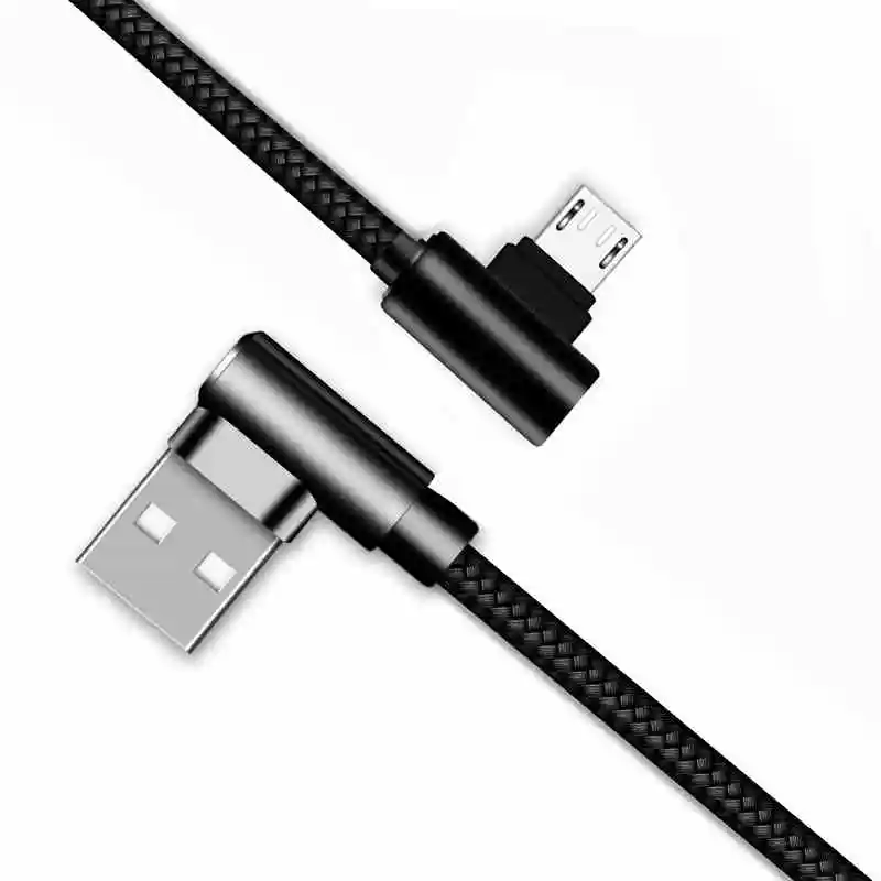 المصغّر usb كابل 2A سريع شاحن سلك USB Suntaiho 90 درجة الكوع النايلون مضفر كابل بيانات لسامسونج/سوني/Xiaomi الروبوت الهاتف