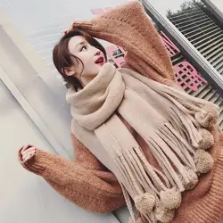 Mingjiebihuo новый модный шерстяной шарф для женщин Зимний мяч студентов корейский стиль мода день стиль свежий сладкий прекрасный жир