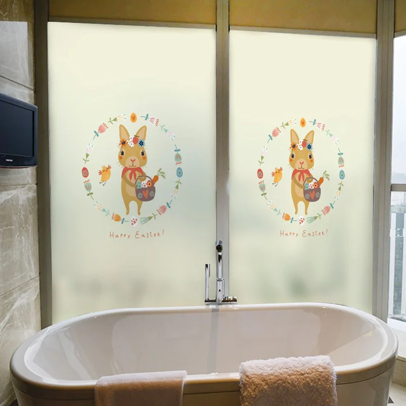 

Free Custom Stained Static Cling Window Film Frosted Opaque Privacy Decor Glass Sticker Digital print BLT88 Happy Time