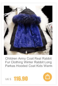 Детское армейское зеленое пальто, детское натуральное одежда из кроличьего меха, зимние длинные парки с кроликом, пальто с капюшоном