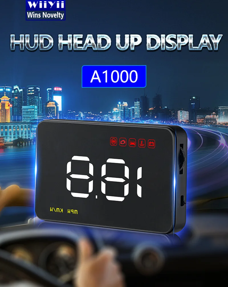 Универсальный A1000 Цифровой walkie talkie автомобильное OBD2 Авто HUD Дисплей скорости для снятия усталости Предупреждение сигнализации Системы детектор Plug and Play