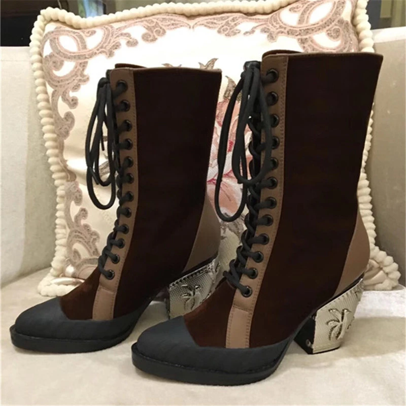 Cruz Marca Las Cuadrados Moda Pasarela Botas Pic atado Pista Mujeres Diseño Gladiador King as De Tacones Nueva Mujer Pic Martin 2018 As Emma Metal qUS8npOw