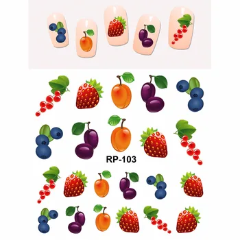 

NAIL ART BEAUTY NAIL STICKER WATER DECAL SLIDER CARTOON FRUIT CHERRY STRAWBERRY ORANGE PINE APPLE RP103-108