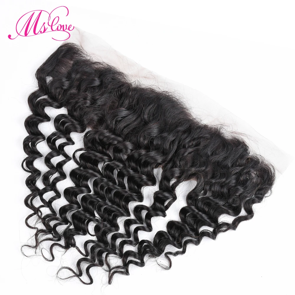 Ms Love Deep Wave lace frontal 13x4 Human Hair Closure Brazilian Non Remy Hair Extension