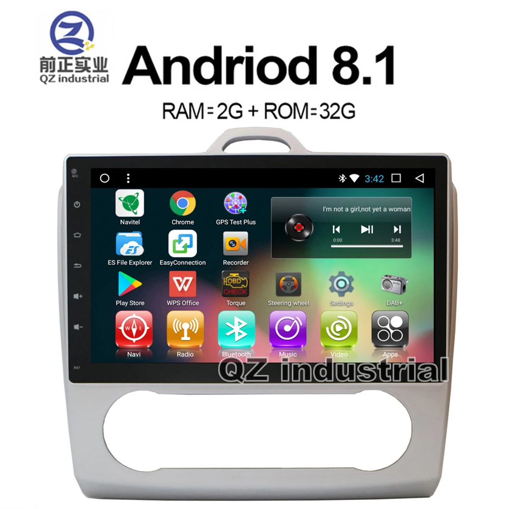 QZ промышленный HD 9 дюймовый Android 8 1 T3 для Ford Focus 2 AT 2004 2011 Автомобильный dvd плеер с GPS 3G