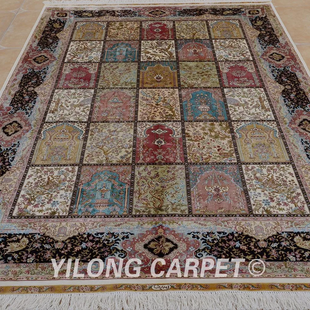 Yilong 5,5 'x8' персидский четырехсезонный ковер Прямоугольник Турецкий ручной работы коврик садовый(ZQG327A