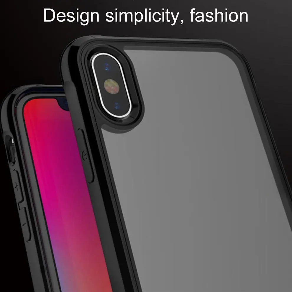 

2 Pcs Black TPU+Acrylic Two-in-One Anti-dropping Protective Case with Shock-resistant Airbag on Four Case Corners For iPhone X