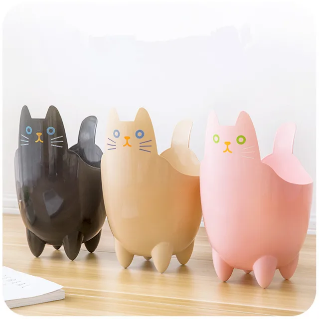 Special Offers Creative Cat Kitchen Cabinet Desktop Mini Trash Garbage Bin Can Rubbish Container Cabinet pendant mini plastic storage trash DL5