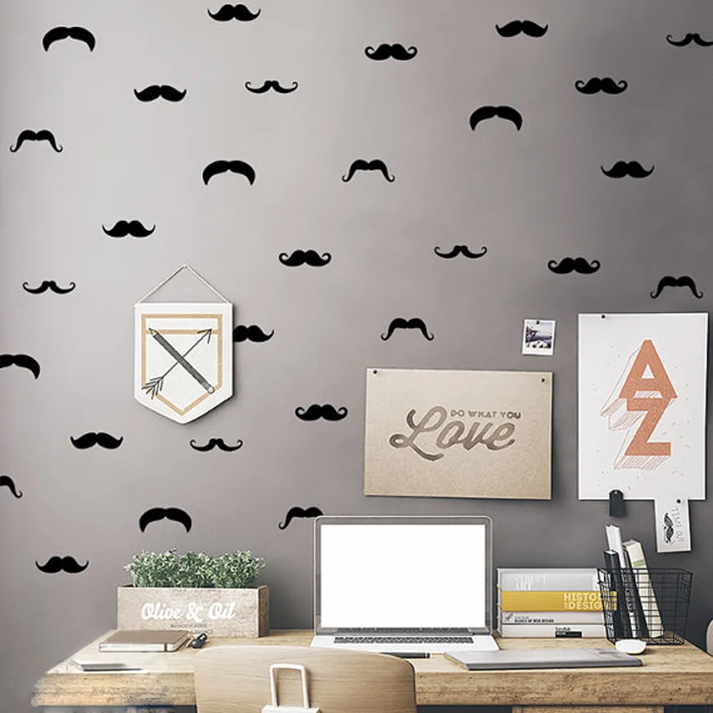 

GB010 Cartoon Moustache Wall Stickers Peel and Stick Vinyl Decor Removable Art Mural Wall Decal for Home Kids Room Decoration